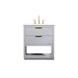 Elegant Decor Larkin 30 Solid Wood Mdf Single Bathroom Vanity In Gray