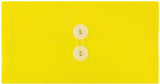 JAM PAPER Plastic Envelopes with Button & String Tie Closure - #10 Business Booklet - 5 1/4 x 10 - Yellow - 3/pack