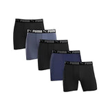 Puma Mens Microfiber Boxer 5pack Brief, Black/ Grey/ Blue, XLarge