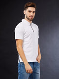Leriya Fashion Men's Polo-Neck with Zip Closure Type T-Shirt || Half Sleeves Casual T-Shirt for Men || Ragular Wear Classic T-Shirt || Men's Regular Fit Polo-Neck T-Shirt.(White-L),White