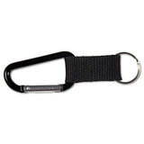 Carabiner Key Chain, Polyester Strap, 10/PK, Black, Sold as 1 Package