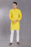 Divisive Men'S Sequince Embroidered Cotton Blend Only Slim Fit Kurta (Dkrt571_L_Yellow)