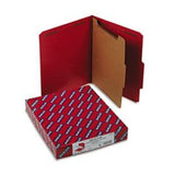 Pressboard Classification Folders, Letter, FourSection, Bright Red, 10/Box
