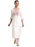 Libas Women'S Viscose Rayon Floral Straight Kurta (29454O Off White