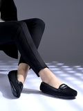 Shoetopia Upper Suede Detailed Black Loafers For Women & Girls /Eu38,Black,5,B0DWFNYH96