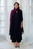 Anni Designer Women'S Rayon Viscose A-Line Solid Kurta With Pant & Dupatta (Nanad Black_Xl_Black_X-Large),Black,XL,,,