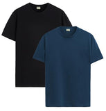 ADRO T Shirts Pack of 2 Mens Tshirts Cotton T Shirts for Men Tshirt T-Shirts Combo T Shirts Tshirts for Men Plain Solid Tshirts Black Teal Tshirt for Men RCM2-PLN-BL-SB-S,Black,Teal