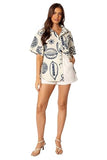 Kotty Women'S Oversized Printed Cotton Blend Shirt(Multicolour,S)