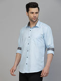 Lookmark Men'S Cotton Blend Stitched Solid Full Sleeve Shirt(New-Shirt 07-M) Sky Blue