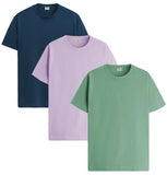 ADRO T Shirts Pack of 3 Mens Tshirts Cotton T Shirts for Men Pack of 3 T Shirts Regular fit Tshirts Combo T Shirts Solid Tshirt for Men | RCM3-PLN-PU-SB-PT-XL,Purple,Teal,Pista