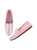 Shoetopia Upper Strip Detailed Pink Loafers For Women & Girls /Eu40,Pink,7,B0DM6CGQ9S