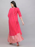 Anni Designer Women'S Cotton Blend Straight Printed Kurta With Pant & Dupatta (Kiku Rani_M_Pink_Medium),Pink,M,Cotton Blend,KIKU BEGANI_1378,