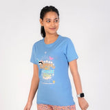 Rupa Colors Playsure Printed Cotton Blended Round Neck Women'S T-Shirt Short-Sleeve Pack Of 1,Cobalt BlueApparel,S