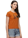 Leriya Fashion Women'S Love Graphic T Shirt Cute Funny Cap Sleeve Casual Cotton Tee Tops (Large, Orange)