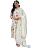 Gosriki Women'S Rayon Viscose Printed Straight Kurta With Pant & Dupatta (Atman Cream-Gs_S_Cream_Small),Cream,,B0F28XPYQ9