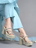 Shoetopia Embellished Golden Block Heels For Women & Girls /Eu37,Golden,4,B0DZVLX6MW