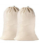 2 Pack Extra Large Cotton Laundry Bag, Heavy Duty Large Laundry Bags 24 x 36 inch XL Drawstring Travel Organizer Bag Fit Hampe