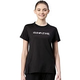 Enamor Womens Athleisure A306-Dry Fit with Antimicrobial & Sweat Wicking Crew Neck Short Sleeve Breathe Active Wear T-Shirt (A306_Jet Black_S),Jet Black