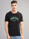Adro Mens Printed T Shirt - Premium Cotton Graphic Printed Tshirt - Black T-Shirt - Rn24-Bost-Bl-S