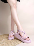 Shoetopia Womens & Girls Peach Wedges Sandal Solid Criss-Cross Strap Design Stylish Comfortable Durable Heels Perfect For Casual Party Eu41,Peach,8,B0FF3G8WYW