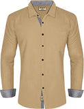 Lookmark Men'S Cotton Blend Stitched Solid Full Sleeve Shirt(Shirt 02-M) Beige