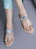 Shoetopia Elegant Ethnic Silver Kolhapuri Flats For Women & Girls,Silver,5,B0F6TLW3XM