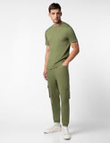 Fyltr Men'S Crewneck T-Shirt & Cargo Jogger Co-Ord Set - 100% Cotton | Half Sleeve T-Shirt| Jogger With Side & Cargo Pockets,Oceanic Olive,Oceanic Olive,S