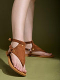 Shoetopia Stylish Ankle Strap Tan Flat Sandals For Women & Girls /Eu38,Bronze,5,B0DK742SW9