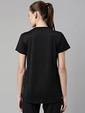 Enamor Womens Athleisure A306-Dry Fit with Antimicrobial & Sweat Wicking Crew Neck Short Sleeve Breathe Active Wear T-Shirt (A306_Jet Black_S),Jet Black