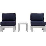Shore 3 Piece Outdoor Patio Aluminum Sectional Sofa Set