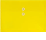 JAM PAPER Plastic Envelopes with Button & String Tie Closure - Letter Booklet - 9 3/4 x 13 - Yellow - 3/Pack