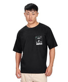 Kyda Men'S Oversized 100% Cotton Round Neck Front And Back Printed Tshirt (Pack Of 1),Black 1Apparel,L