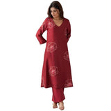 Gosriki Women'S Rayon Viscose Printed Straight Kurta With Pant (Twisha Red-Gs_Xl_Red_X-Large),Red,,B0F6NHJ2PQ