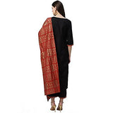 Gosriki Women'S Cotton Straight Solid Kurta And Palazzos & Dupatta(Sonari-New-Black_L-Black_Large),Black,,B0987R7J9F