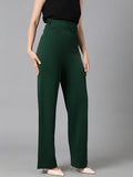 Kotty Women'S High Rise Viscose Rayon Relaxed Fit Korean Trousers Bottle Green,Bottle GreenApparel,28