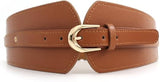 Spadera 1Pcs WomenS Fashion Pu Width Belt, Ladies Metal Buckle Design Belts Interlocking Buckle Vintage Blouse Blazer Dress Bel