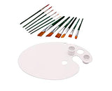 Oil/Acrylic Colour Palette Oval Shape (Two) Detachable Oil Dipper & 5 Brush Holder With Willson Artist Round And Flat Paint Br