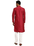 Sojanya (Since 1958 Men'S Silk Blend Maroon Mirror Work Only Long Kurta