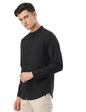 Fyltr Men'S Solid Slim Fit 100% Cotton Linen Look Casual Shirt Black Beauty,Black Beauty,Black Beauty,Xl