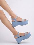 Shoetopia Women'S Platform Heel Sandal,Blue,2,B0CVBG4ZSR