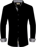 Lookmark Men'S Cotton Blend Stitched Solid Full Sleeve Shirt(Shirt 01-S) Black