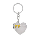 Encelade Silver Metal Heart Shape Photo Frame Keychain For Men And Women