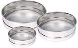 Blue EarthSet of 3 Stainless Steel Flour Chalni,Spices,Food Strainers,Atta Chalni,Sieve Set of 3 Pcs (Fine Mesh)