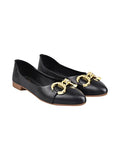 Shoetopia Women & Girls Pointed-Toe Chunky Chain-Link Ballerinas/Belly-286/Black/Uk5,Black,5,B0BQF86LCC