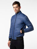 Fyltr Men'S Lightweight Winter Puffer Jacket With Contrast Piping Detail - Stand Collar | Full Zipper | Side Pockets | Ribbed Hem & Cuff,Vainly Navy,Vainly Navy,Xl