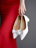 Shoetopia Pointed Toe Bow Detailed White Bellies For Women & Girls Eu40,White,7,B0DZVMVJJP