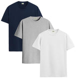 ADRO T Shirts Pack of 3 Mens Tshirts Cotton T Shirts for Men Pack of 3 T Shirts Regular fit Tshirts Combo T Shirts Solid Tshirt for Men | RCM3-PLN-NB-WH-GR-S,Navy,White,Grey