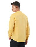 FYLTR Men's Solid Slim Fit 100% Cotton Linen Look Casual Shirt,Og Orange