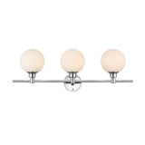 Living District Cordelia 3-Light Iron/Glass Bath Sconce In Chrome/Frosted White