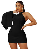 Kotty Women'S One Shoulder Mini Sheath Dress(Black,Xl)